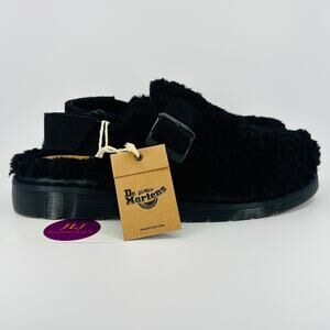 Dr. Martens Jorge II Black Borg Fleece Slingback Mules Size 9 Men's/ 10 Women's